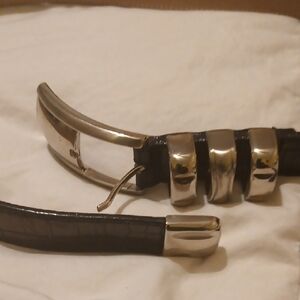 Streets Ahead Black Leather Belt with Silver Accents